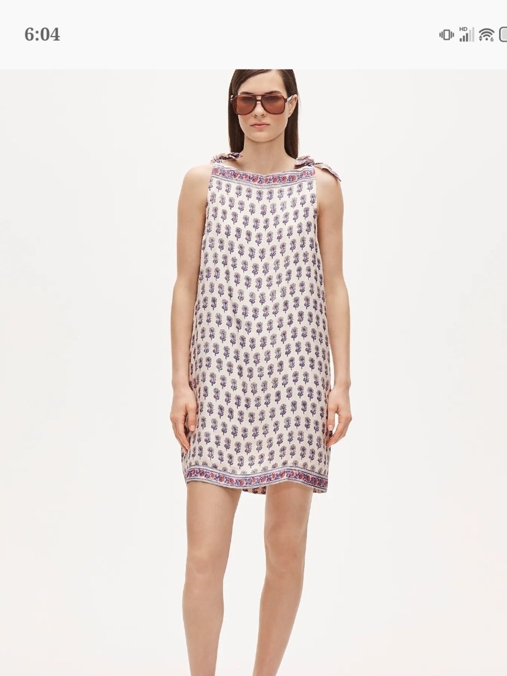J. Crew White Mini Dress with Purple Print and Border